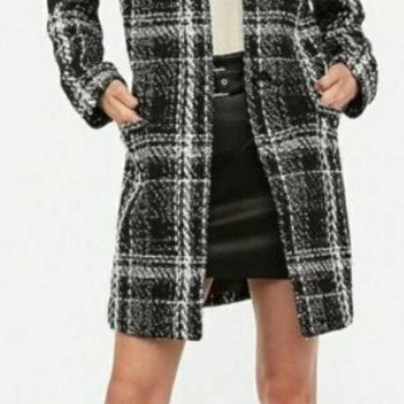 COPY - Express Black and White Plaid Peacoat - XS/TP - Picture 5 of 12